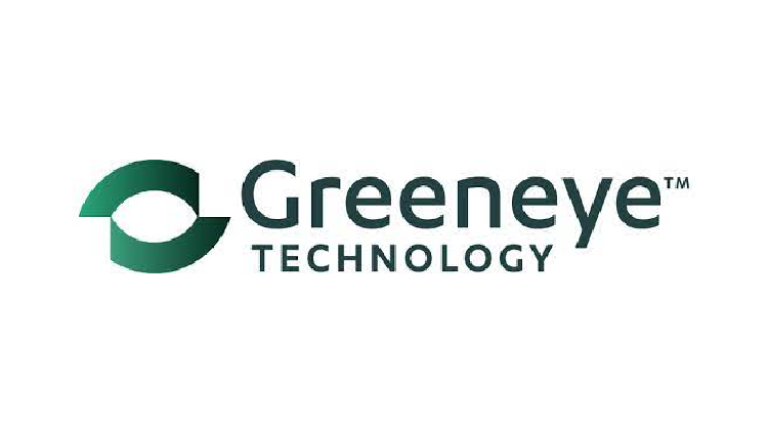 Greeneye spellt out in green after the shape of an eye